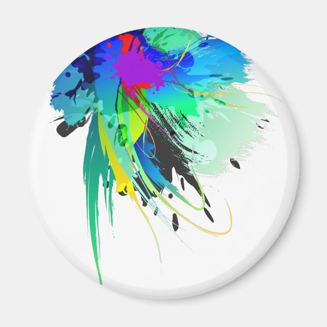 Abstract Peacock Paint Splatters Magnet (Front)