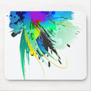 Abstract Peacock Paint Splatters Mouse Mat