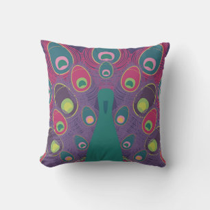 Abstract Peacock Purple Modern Art Cushion
