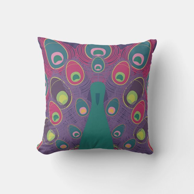 Abstract Peacock Purple Modern Art Cushion (Front)