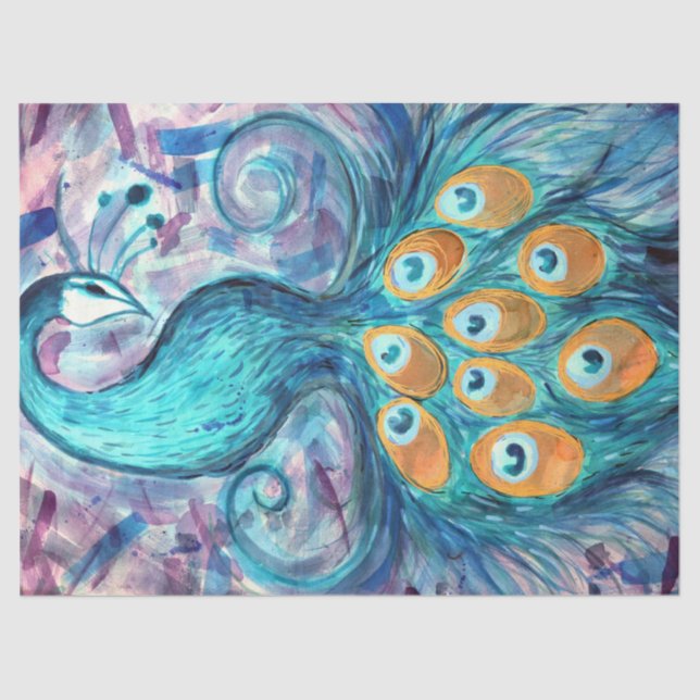  Abstract Peacock Teal Lovers Peacocks Artwork     Tissue Paper (Front)