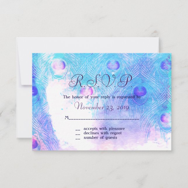 Abstract Peacock, Watercolor Response Cards (Front)