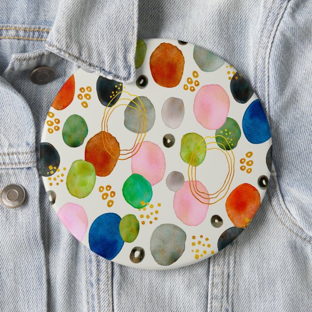 Abstract Pebble Gold Glitter Art 6 Cm Round Badge (In Situ)