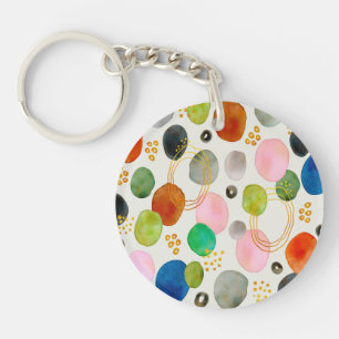 Abstract Pebble Gold Glitter Art Key Ring