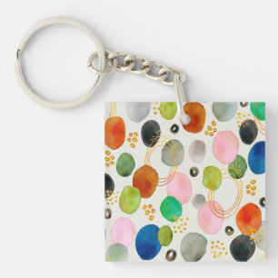 Abstract Pebble Gold Glitter Art Key Ring