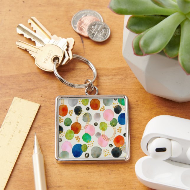 Abstract Pebble Gold Glitter Art Key Ring (Desk)