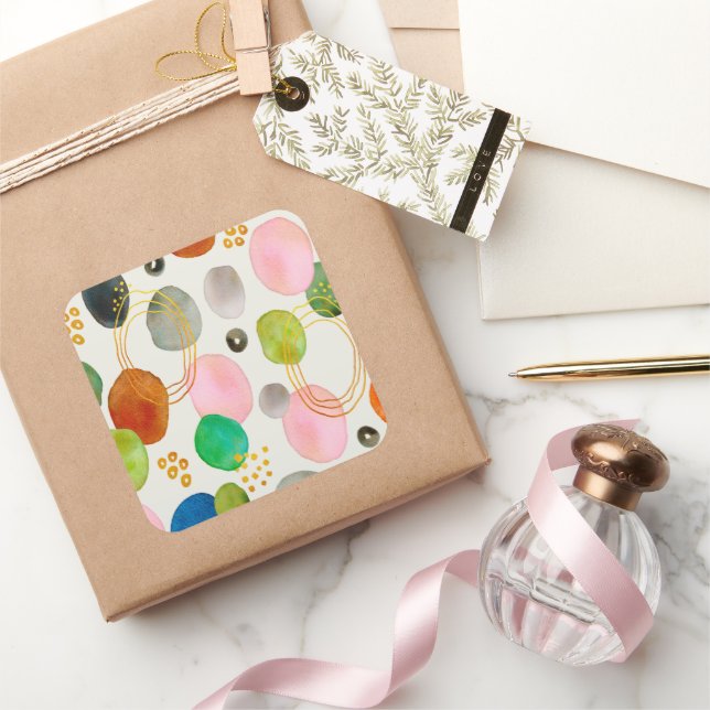 Abstract Pebble Gold Glitter Art Square Sticker (Gifting)