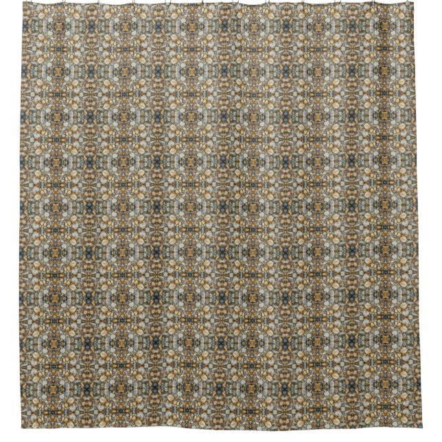 Abstract Pebbles Brown Nature Pattern Shower Curtain (Front)