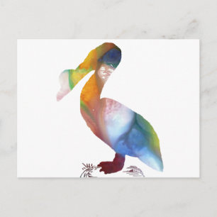 Abstract Pelican silhouette. Postcard