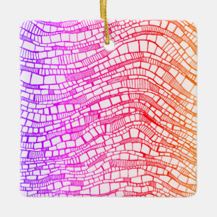 Abstract Pen & Ink Geometric Shapes Ceramic Ornament