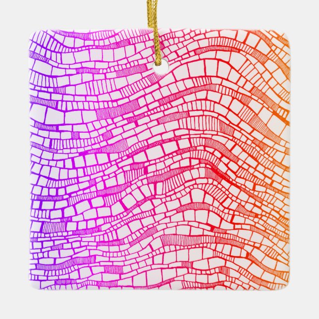 Abstract Pen & Ink Geometric Shapes Ceramic Ornament (Front)