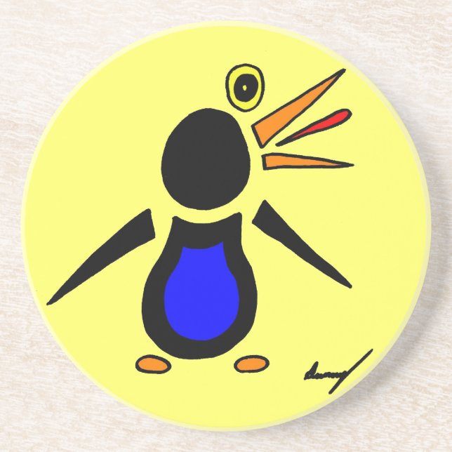 Abstract Penguin Coaster - Yellow (Front)