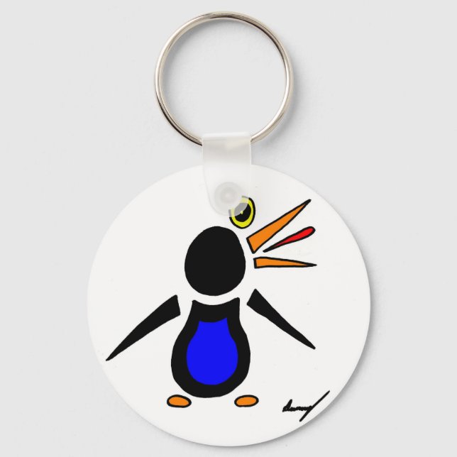 Abstract Penguin Round Keychain (Front)
