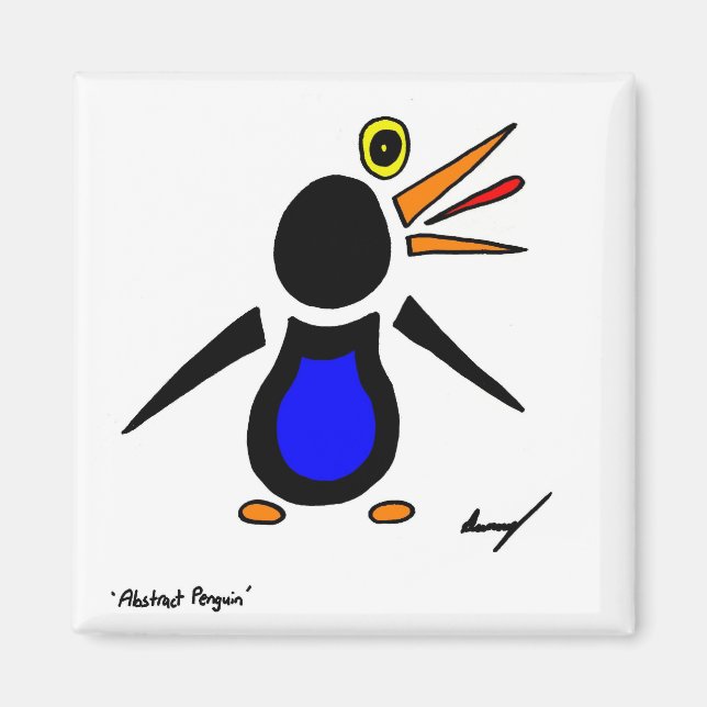 Abstract Penguin Square Magnet (Front)