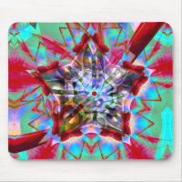 Abstract pentagon star mixed in mess of colorful