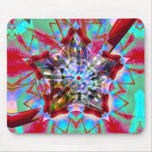 Abstract pentagon star mixed in mess of colorful   mouse mat