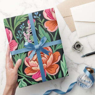 Abstract Peony Butterfly Garden Wrapping Paper