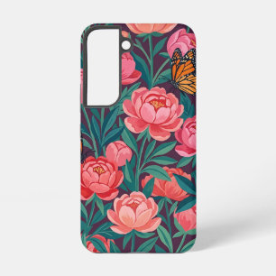 Abstract Peony Garden Butterflies Samsung Cases