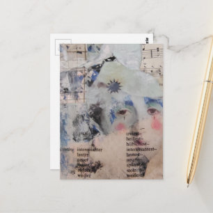 abstract person face mixed media Collage music Postcard