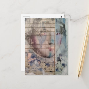 abstract person face mixed media Collage Postcard