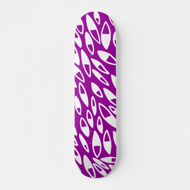 Abstract Petals - White on Purple Skateboard (Front)