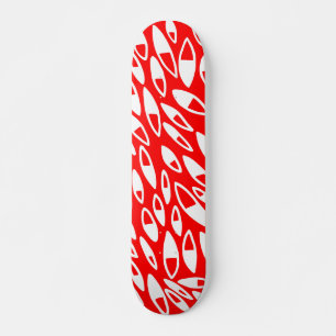 Abstract Petals - White on Red Skateboard