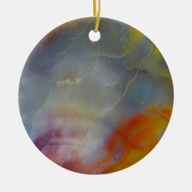 Abstract Petrified Wood close-up Ceramic Tree Decoration (Front)