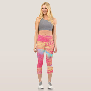 abstract Phoenix Feathers Capri Leggings