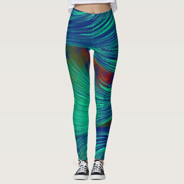 abstract Phoenix Feathers Leggings (Front)