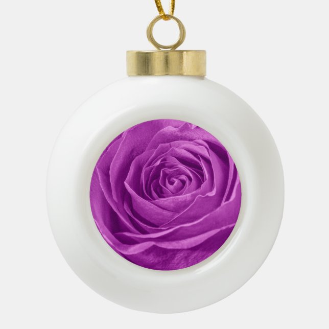 Abstract Photograph of an Orchid Coloured Rose Ceramic Ball Christmas Ornament (Front)
