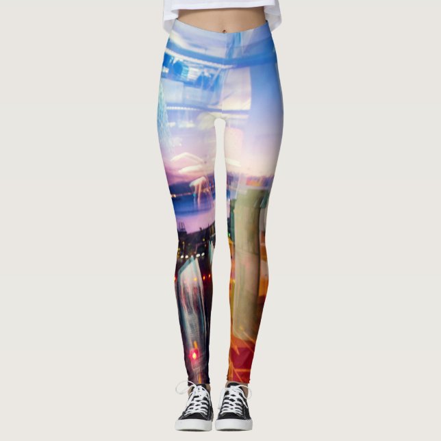 Abstract photographer of dawn in the city leggings (Front)