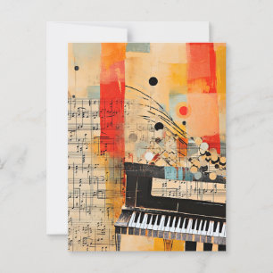 Abstract Piano Montage art Postcard