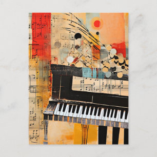 Abstract Piano Montage art Postcard