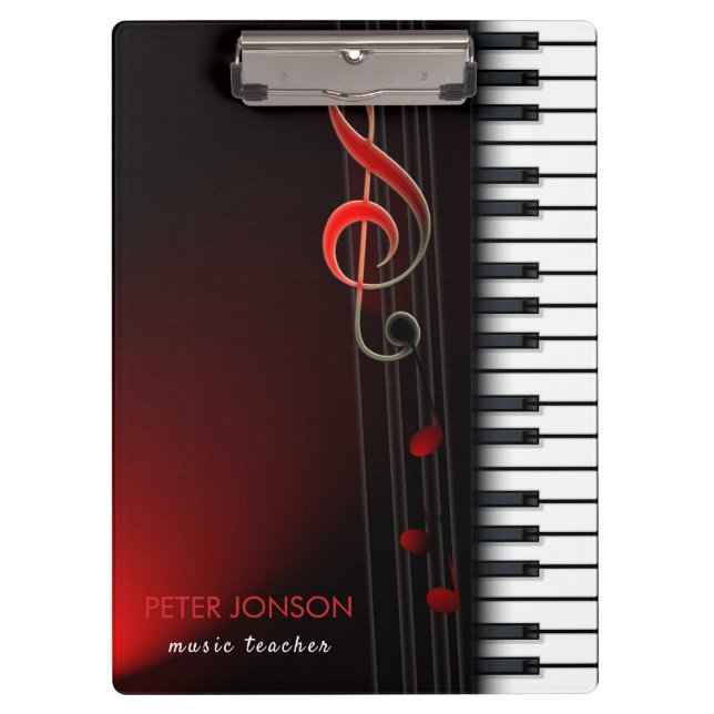Abstract Piano & Red Clef Clipboard (Front)