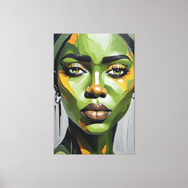 Abstract picture black woman's face canvas print (Front)