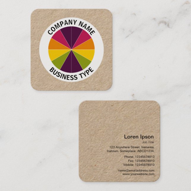 Abstract Pie 02 - kraft Square Business Card (Front/Back)