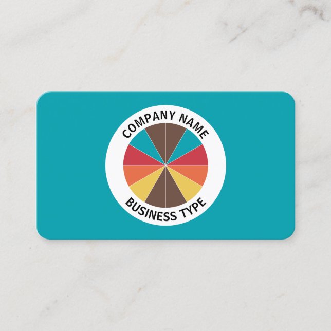 Abstract Pie 05 - Blue #009FAE Business Card (Front)