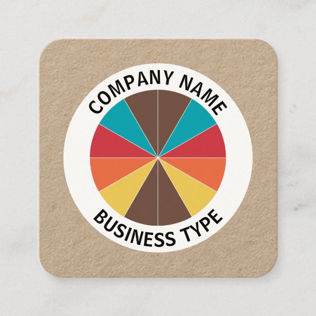 Abstract Pie 05 - kraft Square Business Card (Front)