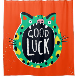 Abstract pig good luck shower curtain