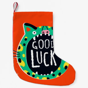 Abstract pig good luck small christmas stocking