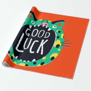 Abstract pig good luck wrapping paper