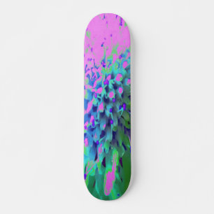 Abstract Pincushion Flower in Pink Blue and Green Skateboard