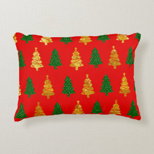 Abstract Pine Trees with Foil Texture Seamless Chr Decorative Cushion