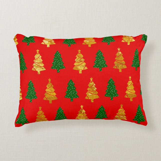 Abstract Pine Trees with Foil Texture Seamless Chr Decorative Cushion (Front)