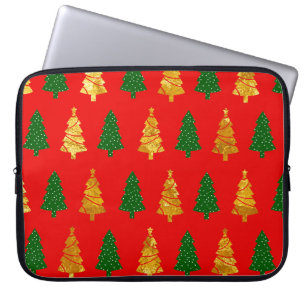 Abstract Pine Trees with Foil Texture Seamless Chr Laptop Sleeve