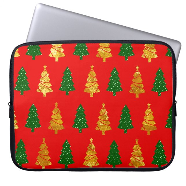 Abstract Pine Trees with Foil Texture Seamless Chr Laptop Sleeve (Front)