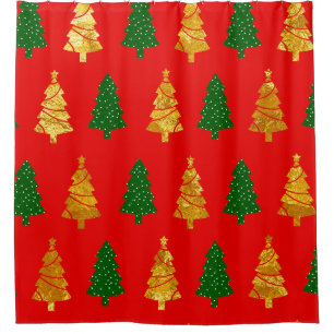 Abstract Pine Trees with Foil Texture Seamless Chr Shower Curtain