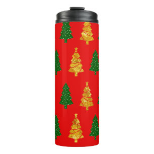 Abstract Pine Trees with Foil Texture Seamless Chr Thermal Tumbler