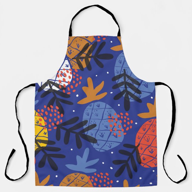 Abstract Pineapples Leaves Vintage Pattern Apron (Front)