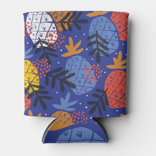Abstract Pineapples Leaves Vintage Pattern Can Cooler (Front)